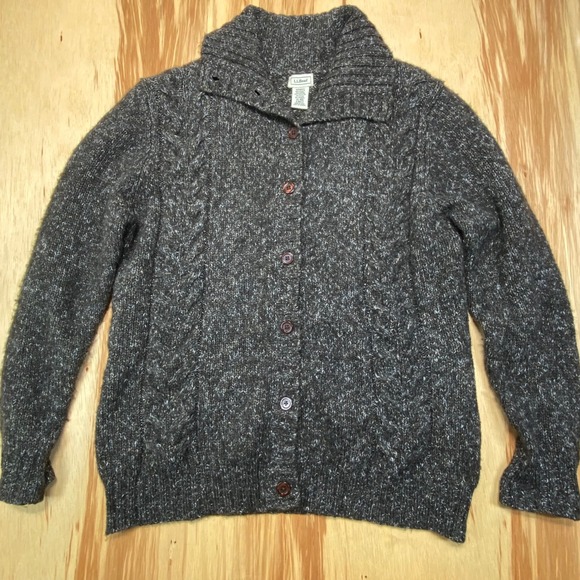 L.L. Bean Wool Blend Brown Button Up Sweater Women's XL - Picture 3 of 7